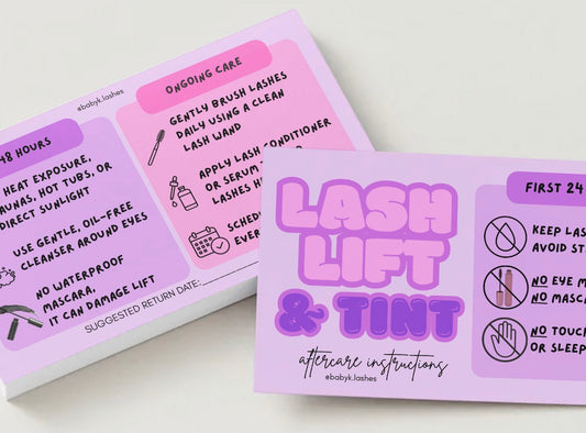 Lash Lift and Tint Aftercare Instructions (50 cards)